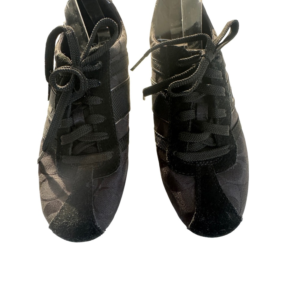 Coach Sneakers Women's 6.5 Black Silver Henrietta Signature Jacquard‎ Low Top - Picture 2 of 11